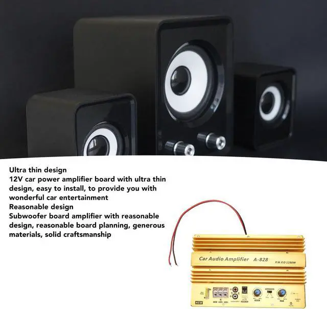 Alt view image 3 of 5 - A828 Car Audio Amplifier 12V 1280W Car Amplifier Board, 2 Channel Amplifier Car Audio, Car High Power Stereo Amplifier, Car Accessories for 8 to 12 Inch Subwoofer