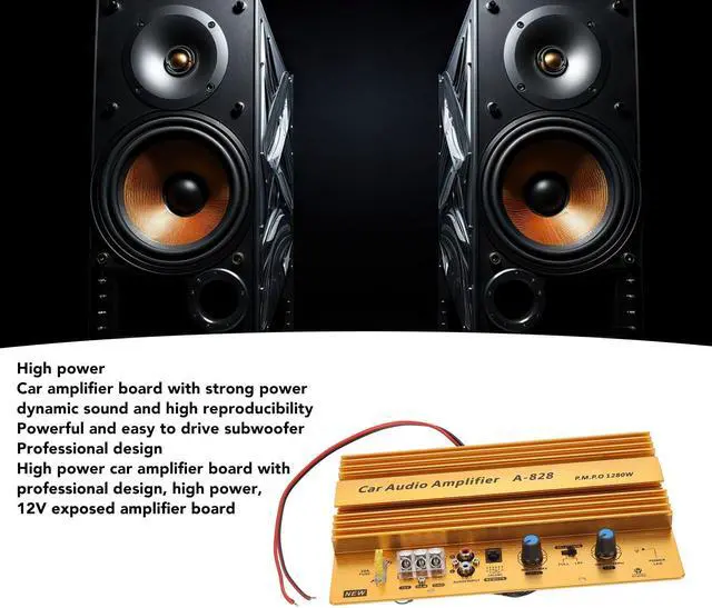 Alt view image 4 of 5 - A828 Car Audio Amplifier 12V 1280W Car Amplifier Board, 2 Channel Amplifier Car Audio, Car High Power Stereo Amplifier, Car Accessories for 8 to 12 Inch Subwoofer
