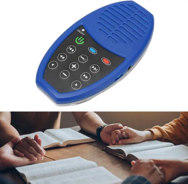 Alt view image 5 of 5 - Cuifati Portable Bible Player,Solar Charging Portable Electronic Bible Reader,Audio Bible Player with LED Light for Bible Listener (Blue)