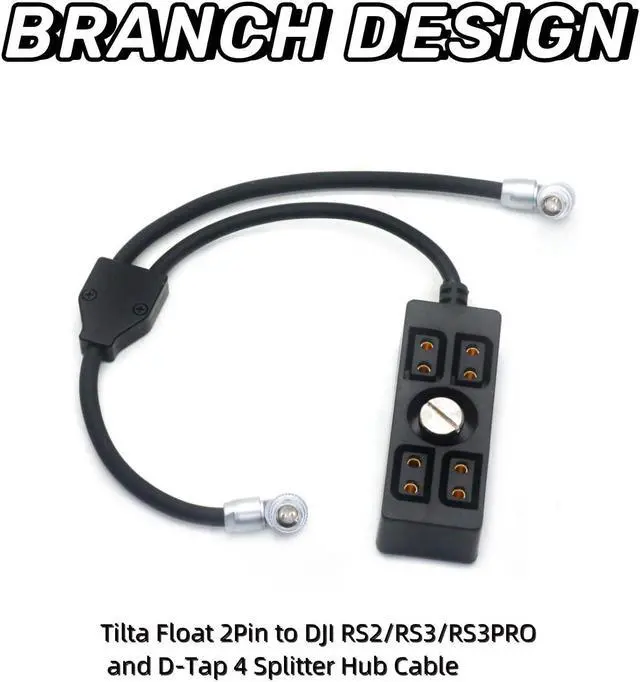 Alt view image 2 of 5 - Power Cable Splitter, 2 Pin Male to 4 D-tap & Lemo 0B2 Female Splitter Hub for Float Professional Power Cable System and DJI RS2/RS3/RS3PRO
