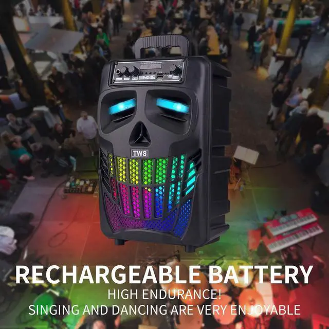 Alt view image 4 of 5 - E I F E R Cool Skull Bluetooth Speakers, Portable Wireless Speaker, Compatible with Smartphones and Tablets, Suit for Home Garden Party