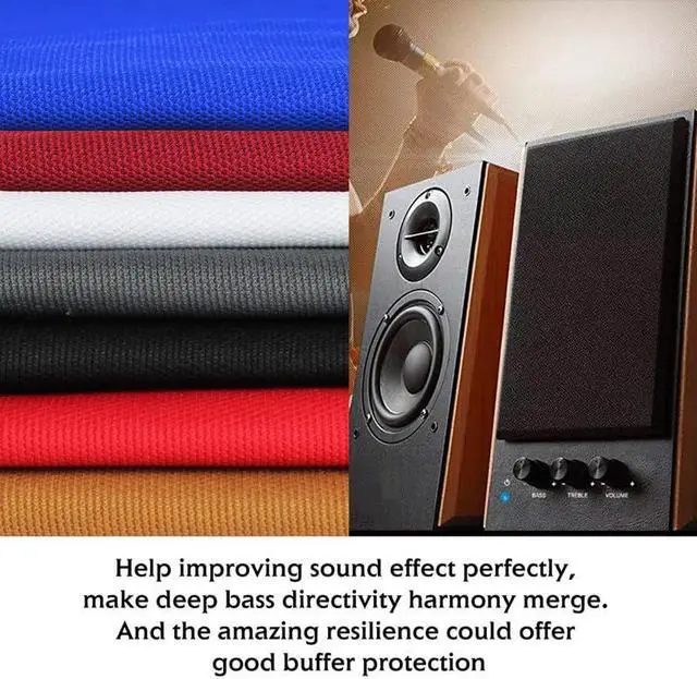 Alt view image 3 of 5 - Speaker Grill Cloth Stereo Mesh Fabric for Speaker Repair and Replacement,Home Speaker,Media Cabinet,and Home Applications, Dustproof, Scratch Protection (108 x 54 Inch, Black)
