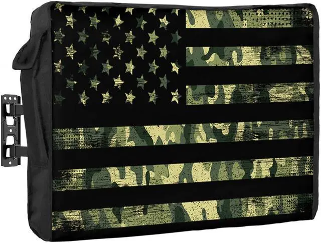 Main image of Camouflage American Flag Outdoor TV Cover 48-50 Inch Weatherproof, Oxford Heavy Duty Waterproof Outside Flat Screen TV Cover Protector for Television Outdoor Accessories Rustic Retro Green Flag