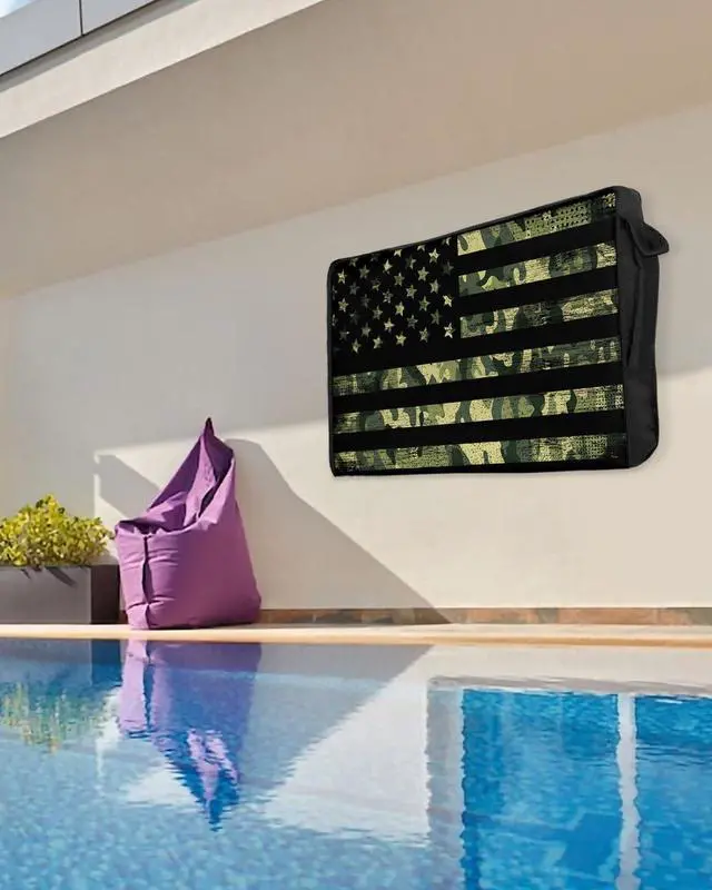 Alt view image 5 of 5 - Camouflage American Flag Outdoor TV Cover 48-50 Inch Weatherproof, Oxford Heavy Duty Waterproof Outside Flat Screen TV Cover Protector for Television Outdoor Accessories Rustic Retro Green Flag