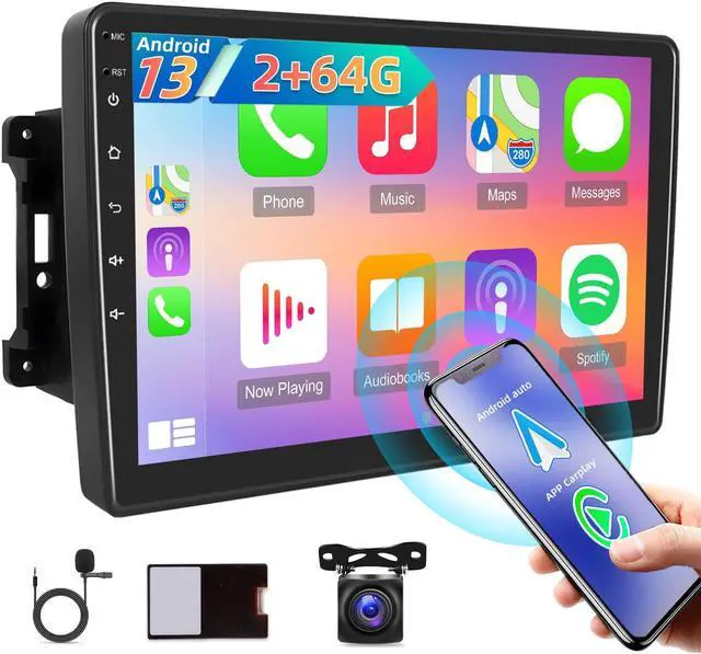 Main image of 2+64G Android 13 Car Radio for Jeep Wrangler/Dodge/Chrysler, 10 inches Touch Screen Stereo, Carplay/Android Auto/GPS Navigation/Bluetooth/SWC+ AHD Backup Camera