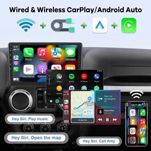 Alt view image 4 of 5 - 2+64G Android 13 Car Radio for Jeep Wrangler/Dodge/Chrysler, 10 inches Touch Screen Stereo, Carplay/Android Auto/GPS Navigation/Bluetooth/SWC+ AHD Backup Camera