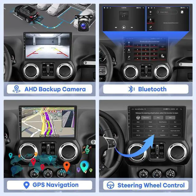 Alt view image 5 of 5 - 2+64G Android 13 Car Radio for Jeep Wrangler/Dodge/Chrysler, 10 inches Touch Screen Stereo, Carplay/Android Auto/GPS Navigation/Bluetooth/SWC+ AHD Backup Camera