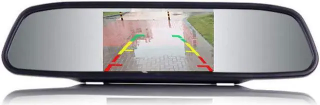 Main image of 4.3 inch Car Video Monitor Auto Rear View Mirror LCD Screen 12V-24V Universal Mount Clip-On Current Mirror for Backup Camera/Front Camera/Media Player/Safety Driving 2 Ways RCA Input