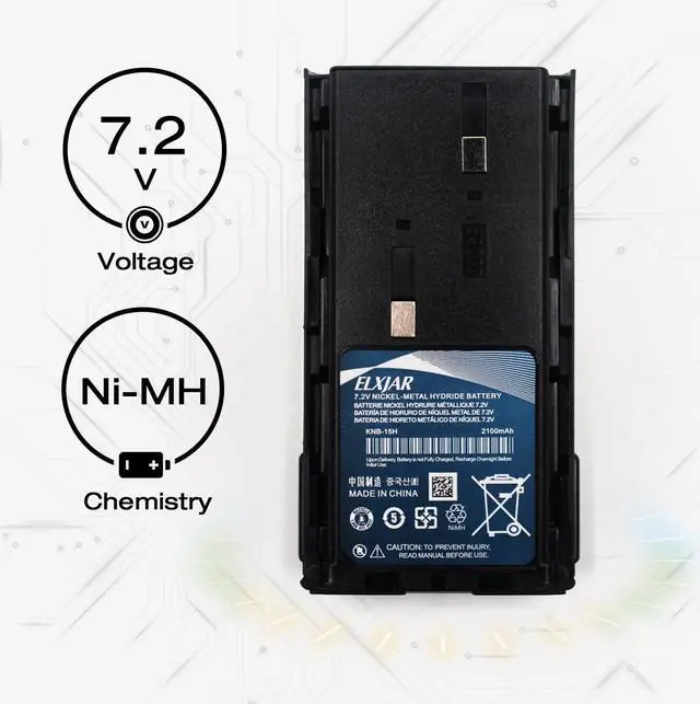 Alt view image 2 of 5 - (2-Pack) 7.2V 2100mAh Ni-MH Battery Replacement for KNB-15H KNB-15A, Kenwood TK-260 TK-270 TK-272 TK-360 TK-370 TK-278 TK-372 TK-373 TK-378 TK-388 TK-2100 TK-2102 TK-2107 TK-3101 TK-3102 Radios