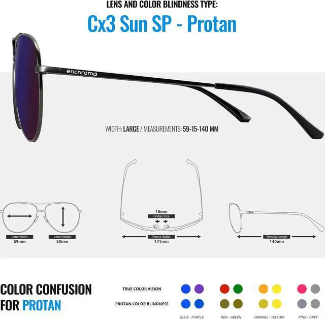 Alt view image 3 of 5 - Enchroma Color Blind Glasses - Rockridge - Correcting & Enhancing Glasses for Outdoor Use, Protan Color Blindness, Gunmetal