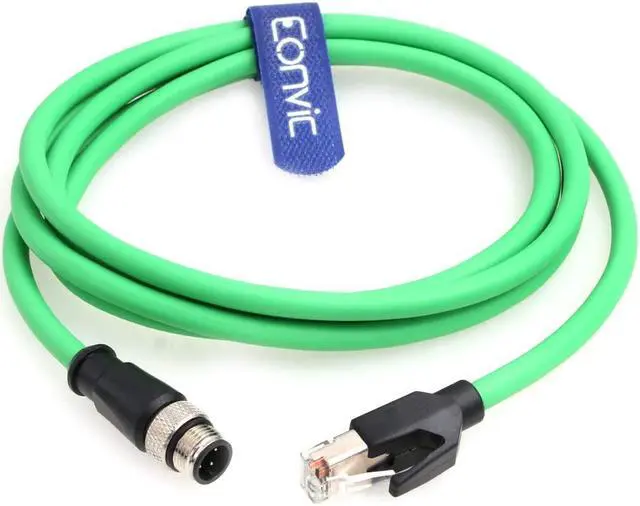 Main image of Eonvic M12 4-pin Male to RJ45 E4 Plug High Flex Cat5e Industrial Ethernet Cable Dynamic PUR