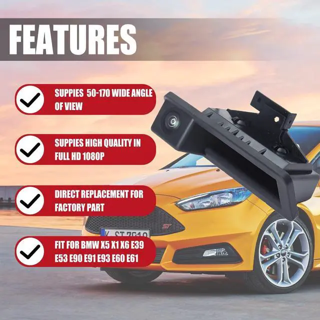 Alt view image 2 of 5 - FEXON HD 1080P 30FPS Rear Reversing Backup Camera Waterproof Night Vision Compatible for X5 X1 X6 E39 E53 E82 E88 E84 E90 E91 E92 E93 E60 E61 E70 E71 E72 2002-2011