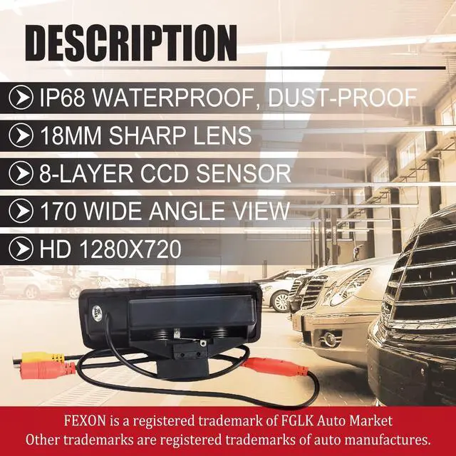 Alt view image 3 of 5 - FEXON HD 1080P 30FPS Rear Reversing Backup Camera Waterproof Night Vision Compatible for X5 X1 X6 E39 E53 E82 E88 E84 E90 E91 E92 E93 E60 E61 E70 E71 E72 2002-2011