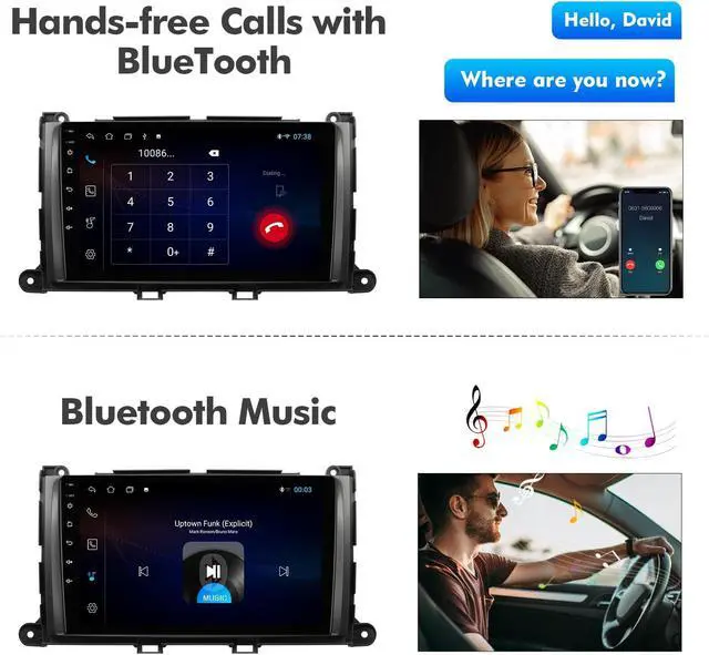 Alt view image 4 of 5 - 2+32G 9-inch Android 12 Double Din Car Stereo for Toyota Sienna 2011-2014 IPS Touchscreen Screen Car Radio with Carplay & Android Auto Support Backup Camera GPS FM Navi BT SWC