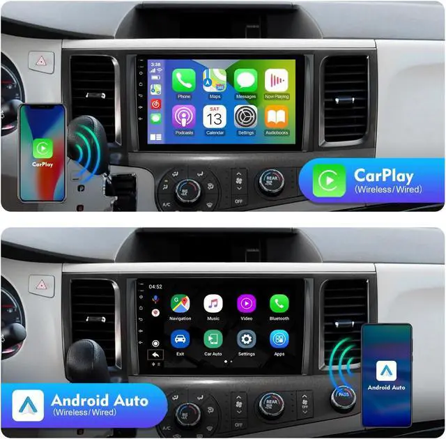 Alt view image 5 of 5 - 2+32G 9-inch Android 12 Double Din Car Stereo for Toyota Sienna 2011-2014 IPS Touchscreen Screen Car Radio with Carplay & Android Auto Support Backup Camera GPS FM Navi BT SWC