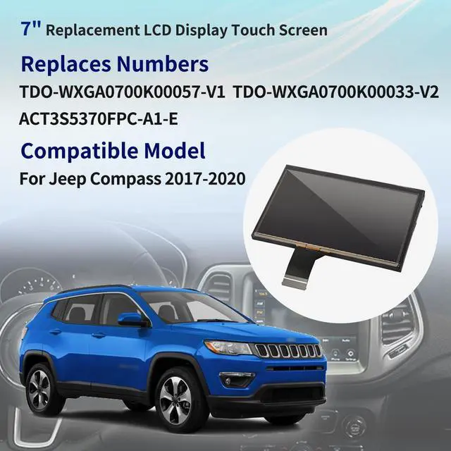 Alt view image 2 of 5 - Getfarway 7" Inch Replacement Uconnect VP2 LCD Monitor Display with Touch Screen Navigation Digitizer Fit for Jeep Compass 2017 2018 2019 2020 Replace# TDO-WXGA0700K00033-V2 TDO-WXGA0700K00057-V1