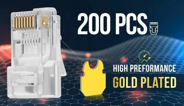 Alt view image 2 of 5 - GTZ Bundle  2 Items: RJ45 Crimp Tool + 200 Pack of Cat5e Pass Through Connectors