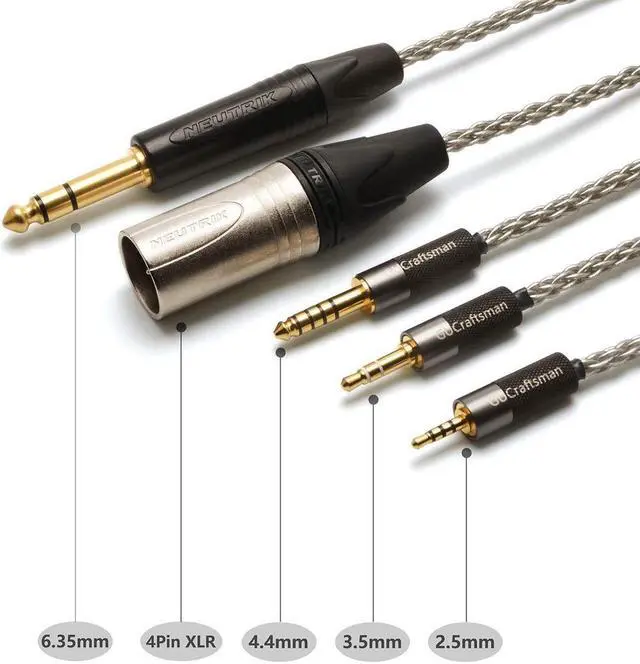 Alt view image 5 of 5 - GUCraftsman 6N Single Crystal Silver Upgrade Headphones Cable 4Pin XLR/2.5mm/4.4mm Balance Headphone Upgrade Cable for Sony MDR-Z7 MDR-Z7M2 MDR-Z1R (4.4mm Plug)