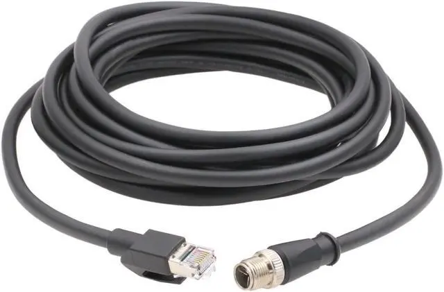 Main image of HangTon Ethernet Cable for Cognex Basler Baumer Camera Sensor GigE Vision Application High Speed Network M12 8 Pin X-Coding to RJ45 Cat 6A 16.4ft