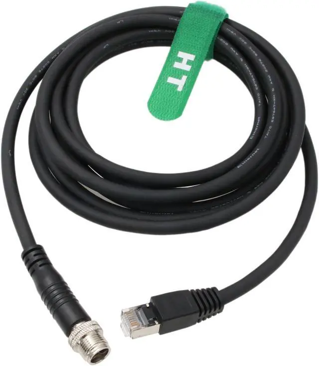 Alt view image 5 of 5 - HangTon Ethernet Cable for Cognex Basler Baumer Camera Sensor GigE Vision Application High Speed Network M12 8 Pin X-Coding to RJ45 Cat 6A 16.4ft