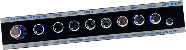 Alt view image 3 of 5 - Hifonics HFEQ7 7-Band 9 Volts 1/2 DIN Pre-Amp Car Audio Graphic Equalizer with Front 3.5mm Auxiliary Input, Rear RCA Auxiliary Input and High Level Speaker Inputs Black