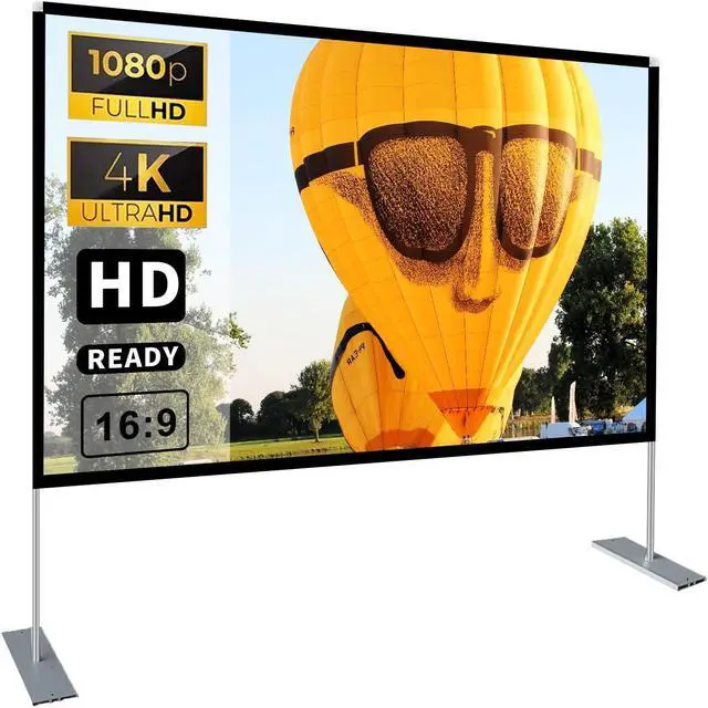 Main image of Projector Screen with Stand 100 inch 16:9 HD 4K Outdoor Projector Screen for Home Theater 3D Fast-Folding Portable Projection Screen Indoor Legs and Carry Bag Projector Movie Screen Wrinkle-Free