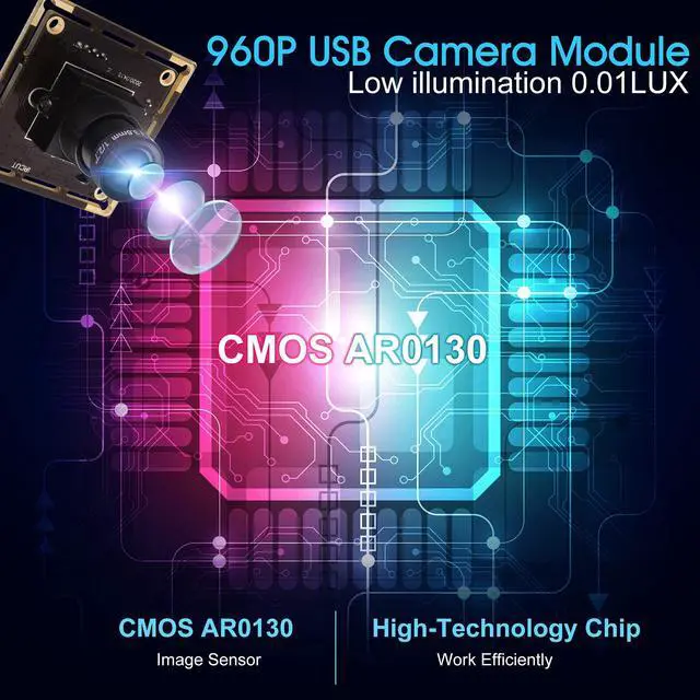Alt view image 2 of 5 - 960P Low Light USB Camera Module for Computer Mini UVC USB2.0 Webcam Board 1.3megapixel 0.01Lux Low Illumination USB with Camera AR0130 3.6mm Lens PC Lightburn Camera for Raspberry Pi Laptop Opencv