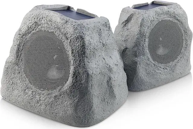 Main image of iHome IHRK-500LTMS-PR Solar Rechargeable 30W Outdoor LED Rock Speaker, Weatherproof, Wireless, Multi-Link Surround Sound, for Pool and Garden - Pair
