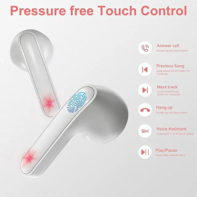 Alt view image 4 of 5 - Instiwitt B62 Pink and White Sii True Wireless Earphones with 40 Hour Playback Time