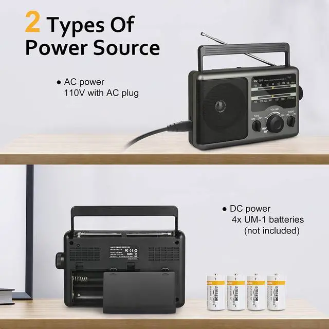 Alt view image 3 of 5 - AM FM Portable Radio Battery Operated Radio with Best Reception, Earphone Jack, Best Sounds Quality