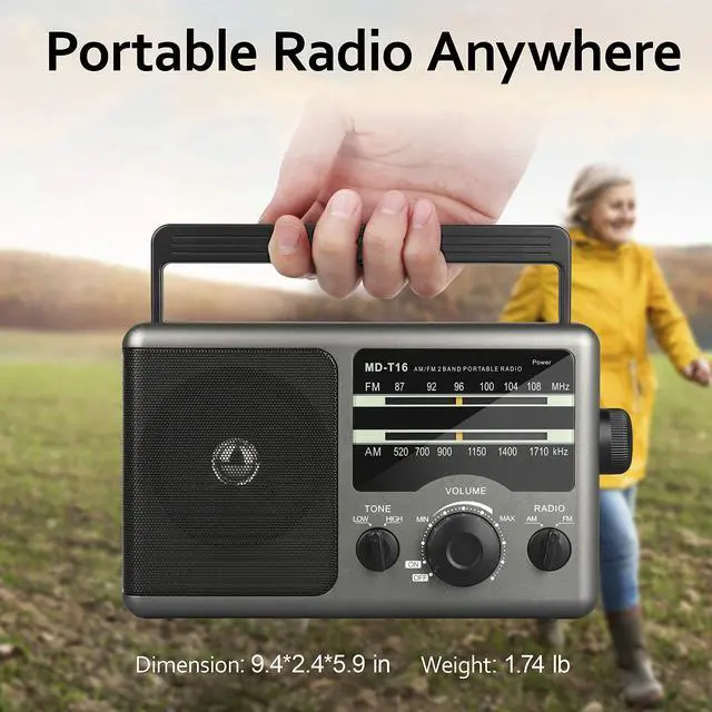 Alt view image 2 of 5 - AM FM Portable Radio Battery Operated Radio with Best Reception, Earphone Jack, Best Sounds Quality