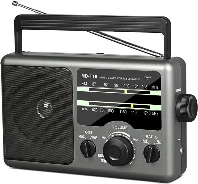 Alt view image 2 of 5 - AM FM Portable Radio Battery Operated Radio by 4X D Cell Batteries Or AC Power Transistor Radio with and Big Speaker, Standard Earphone Jack, High/Low Tone Mode, Large Knob