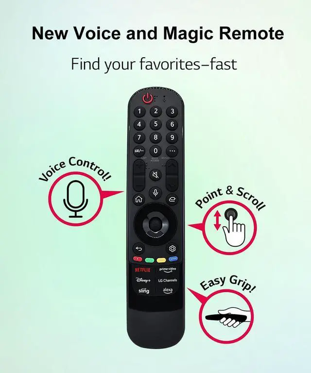 Alt view image 5 of 5 - JISOWA Voice Magic Remote Control Universal for LG Smart TV OLED55B2AUA OLED48C2AUA OLED65B3PUA OLED83M3PUA 55QNED80URA 86QNED80ARA 86QNED85UQA 43UQ8000AUB 55UR8000AUA 32LQ630BPUA Replacement