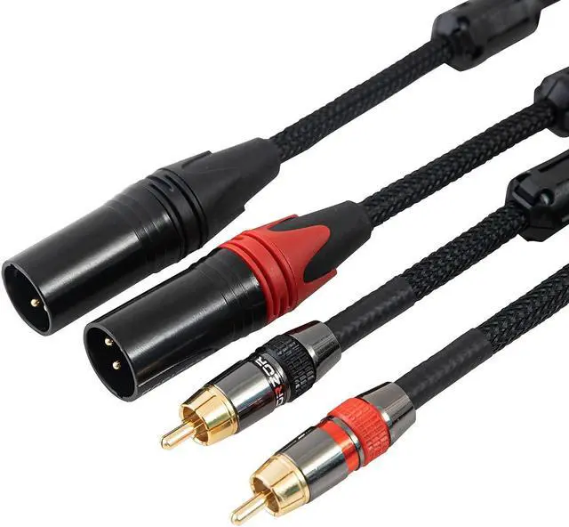 Main image of JORZOR, 1 Pair XLR to RCA Stereo Interconnect Cable, Heavy Duty Dual XLR Male to Dual RCAPhono Audio HiFi Cord, 2 XLR to 2 RCA Interconnect Lead Patch Wire Adapter(6.6FT)