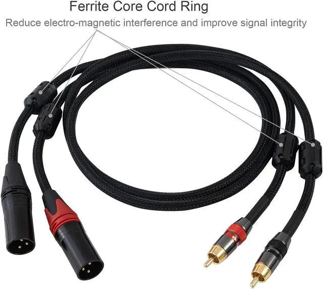 Alt view image 3 of 5 - JORZOR, 1 Pair XLR to RCA Stereo Interconnect Cable, Heavy Duty Dual XLR Male to Dual RCAPhono Audio HiFi Cord, 2 XLR to 2 RCA Interconnect Lead Patch Wire Adapter(6.6FT)