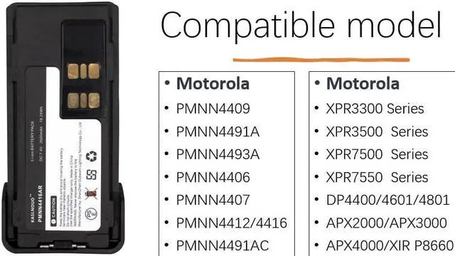 Alt view image 3 of 5 - KASLNOUO 10-Pack PMNN4491A Battery Replacement for Motorola PMNN4493A PMNN4491C PMNN4409AR XPR7500 XPR7550 XPR3500 XPR3300 PMNN4409AR7.4V 2600mAh Radio Batteries