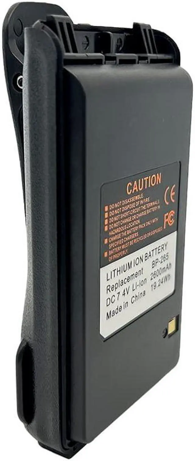 Alt view image 3 of 4 - Fascinatacc 2 Pack BP-265 BP-265li Li-ion Battery 2600mAh Replacement for IC-V80 IC-V80E IC-U80E IC-F3001 IC-F3002 IC-F4001 IC-F3003 IC-F4003 IC-T70A IC-T70E IC-S70 Radio with Belt Clip BP-264