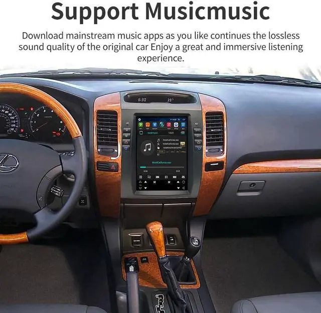 Alt view image 5 of 5 - Large Touch Screen Navigation for Toyota Prado Lexus GX470 2002-2009, RAM2G+ROM 32G 10.4 inch Android 13 Car Stereo Radio Wireless Apple Carplay Android Auto Tesla Screen Music Player