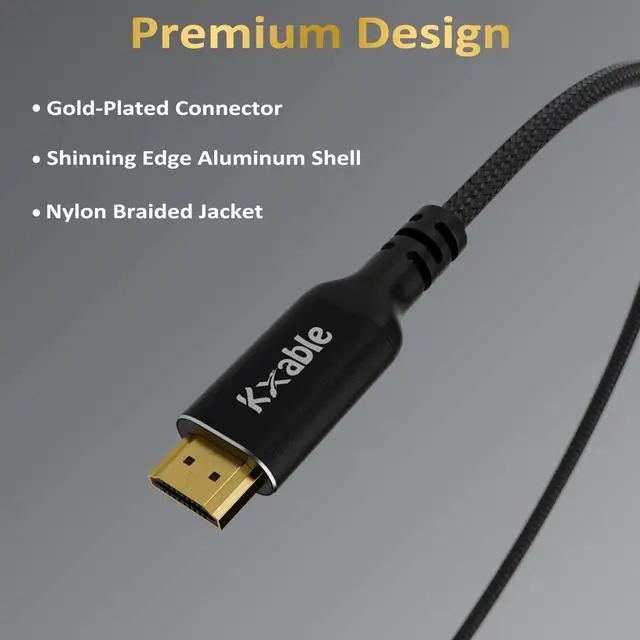 Alt view image 3 of 5 - 8K USB C to HDMI 2.1 Cable 25FT, (8K@60Hz,4K@120Hz, HDR), Braided Cord, Thunderbolt 3/4 Compatible, for iPhone 15 Series, MacBook Pro/Air, iPad Pro, Galaxy S23, Surface, Dell, HP, with 2 HDMI Adapters