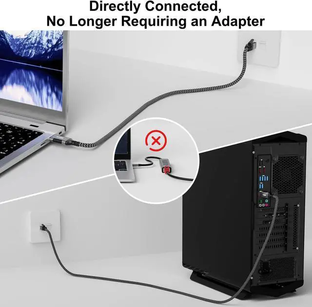 Alt view image 2 of 5 - USB to Ethernet Cable 25 FT, USB 3.0 A Male to RJ45 Male Cord, Directly Connected, Aluminum Portable USB to RJ45 Gigabit LAN Network Cable for Laptop, PC, Switch, More, Braided Cable with 5 Pcs Ties