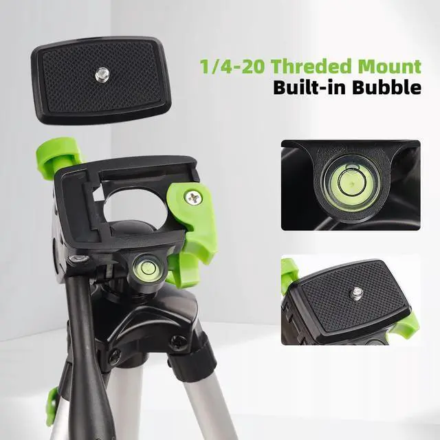 Alt view image 5 of 5 - Huepar TPD05 19.7" Lightweight Aluminum Tripod-Mini Portable Adjustable Tripod for Laser Level and Camera, with 3-Way Flexible Pan Head and Bubble Level, Quick Release Plate with 1/4"-20 Screw Mount