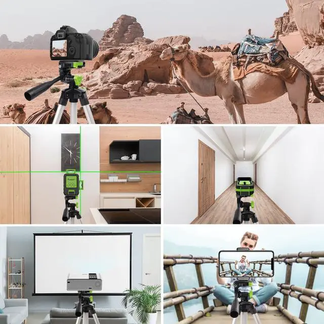 Alt view image 4 of 5 - Huepar TPD05 19.7" Lightweight Aluminum Tripod-Mini Portable Adjustable Tripod for Laser Level and Camera, with 3-Way Flexible Pan Head and Bubble Level, Quick Release Plate with 1/4"-20 Screw Mount