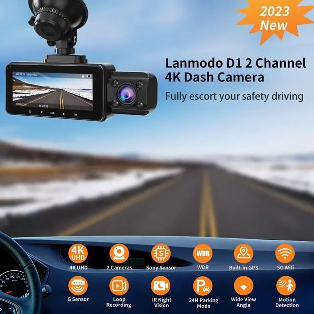 Alt view image 2 of 5 - LANMODO 3 Channels Dashcam Front Rear and Inside WiFi GPS (Dashcam 2 Channels)