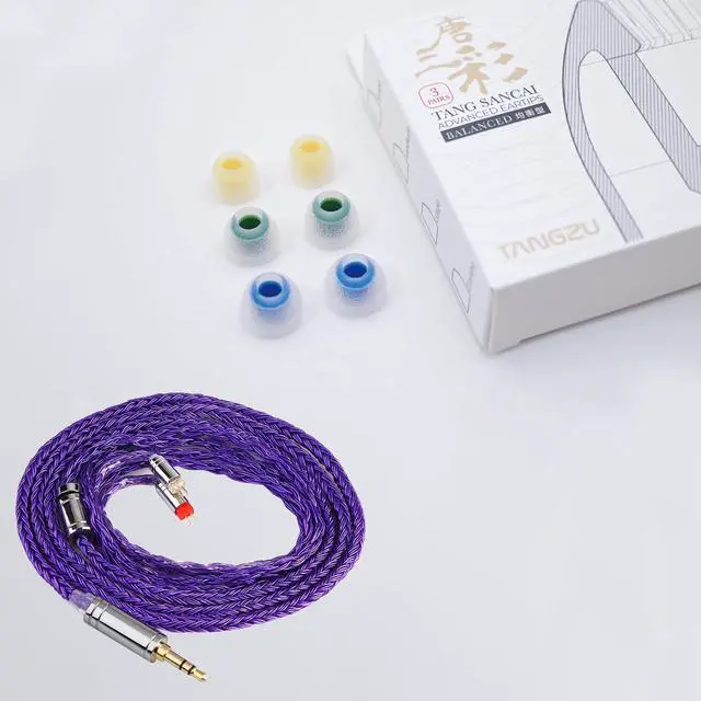 Main image of Linsoul Tripowin Zonie IEM Cable (2pin-0.78mm, 3.5mm, Violet) + TANGZU Tang Sancai Eartips(S+M+L-3pairs)