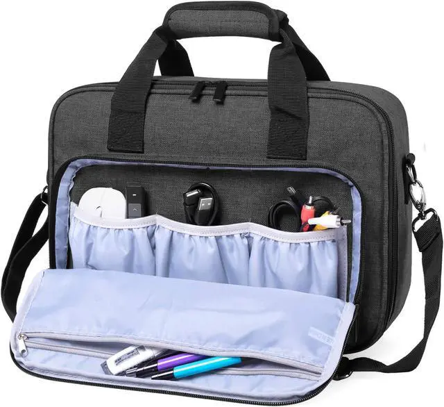 Alt view image 2 of 5 - Luxja Projector Case, Projector Bag with Protective Laptop Sleeve, Projector Carrying Case with Accessories Pockets, Large(16 x 11.5 x 5.75 Inches), Black