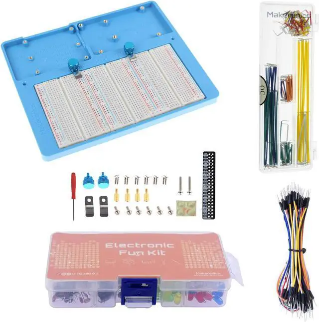 Alt view image 2 of 5 - Makeronics 7 in 1 Blue Breadboard Holder Raspberry Pi 4 Holder + 1200 Breadboard+Electronics Fun Kit|Power Supply Module| Precision Potentiometer and More for Prototyping Circuit/Arduino/Raspberry Pi
