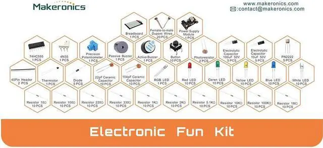 Alt view image 4 of 5 - Makeronics 7 in 1 Blue Breadboard Holder Raspberry Pi 4 Holder + 1200 Breadboard+Electronics Fun Kit|Power Supply Module| Precision Potentiometer and More for Prototyping Circuit/Arduino/Raspberry Pi