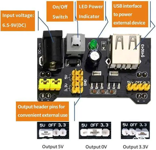 Alt view image 5 of 5 - Makeronics 7 in 1 Blue Breadboard Holder Raspberry Pi 4 Holder + 1200 Breadboard+Electronics Fun Kit|Power Supply Module| Precision Potentiometer and More for Prototyping Circuit/Arduino/Raspberry Pi
