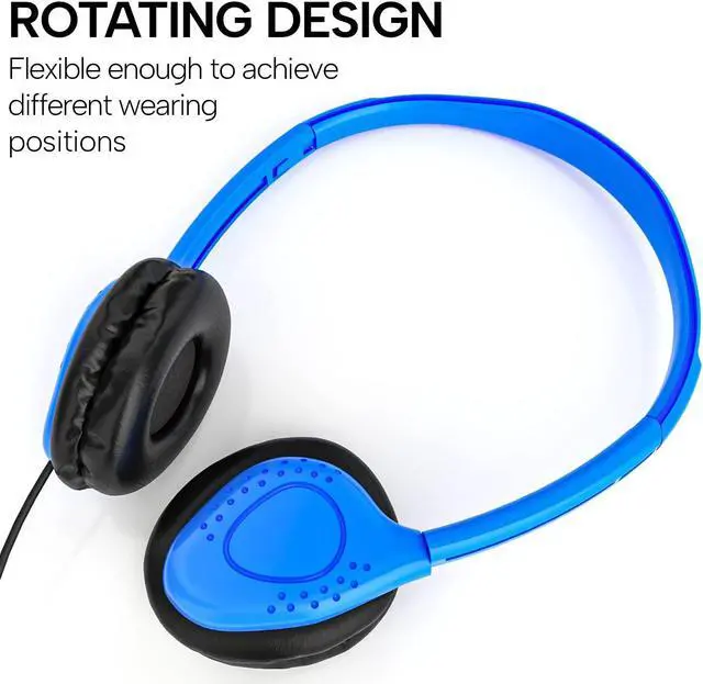 Alt view image 4 of 5 - Maeline Bulk Classroom Student Headphones On Ear Stereo Headphones Adjustable Band & Faux Leather Cushions for Kids Online Learning, Library, School, Travel - 3.5mm Plug - 30 Pack - Multi Colors
