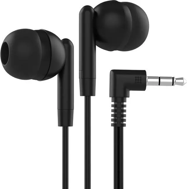 Alt view image 3 of 5 - Maeline Bulk Earbuds 100 Pack Stereo Headphones Ideal for K-12-College Classrooms, Library, Travel, Gym, Museum, 3.5mm Plug, Tangle-Free Wired Earbuds for Phone, Tablet, Computer, Laptop, Jet Black
